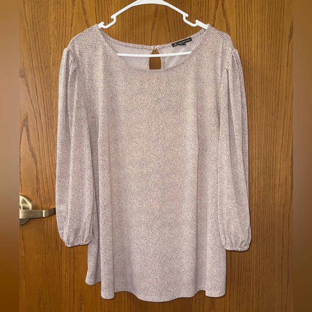 Adrianna Papell Women's Blouse with Bishop Loose Sleeves Small Polka Dots 1X